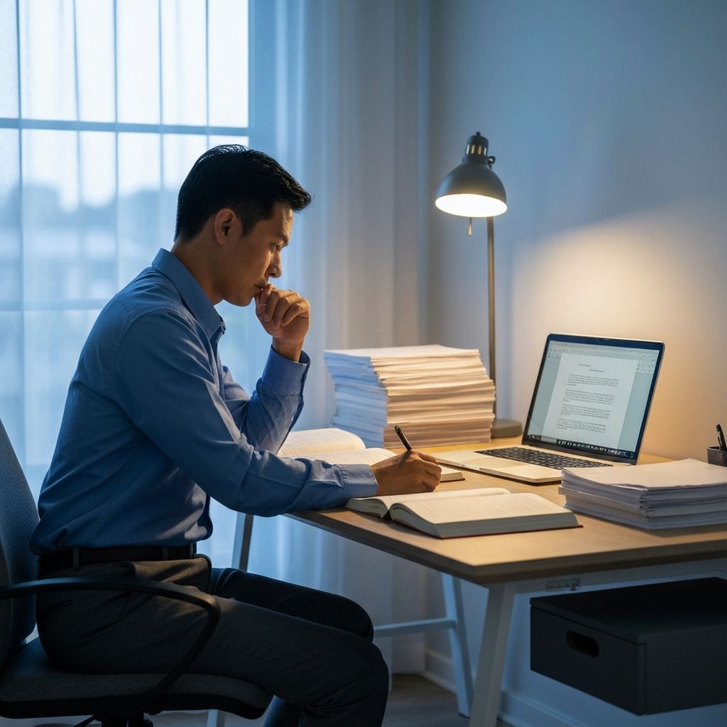 Academic professional working on research and writing
